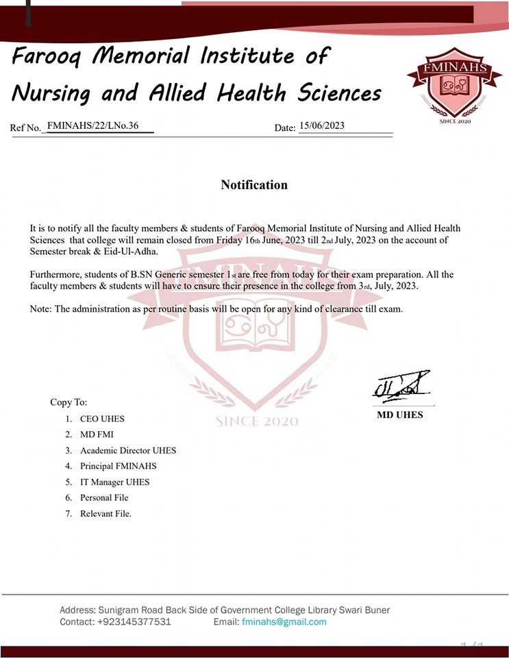 Notification Eid Ul Aha